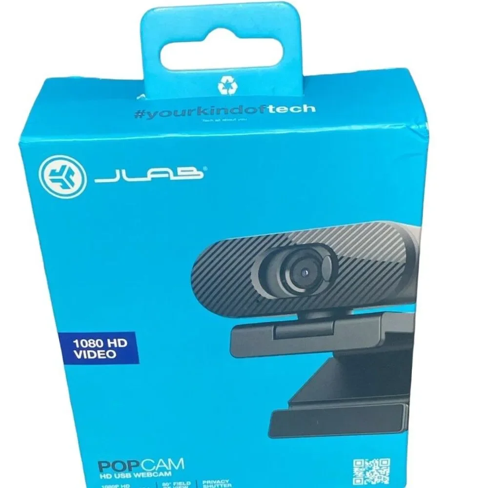 JLab GO POP USB Webcam 1080p HD Video Camera Black Brand New Sealed Ship USA
